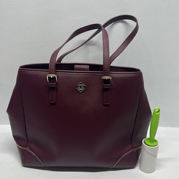 Glass Ladder Co Michelle Tote Bag Purse Leather Limited Edition Merlot Red - Picture 11 of 12